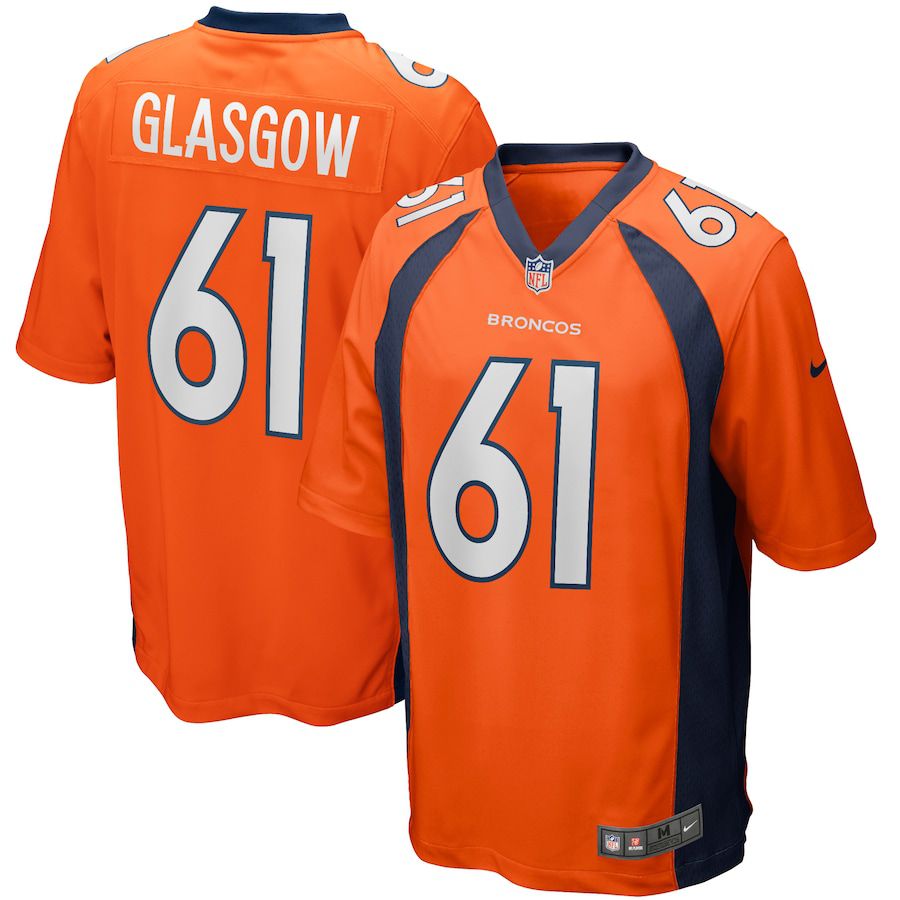 Men Denver Broncos #61 Graham Glasgow Nike Orange Game Player NFL Jersey